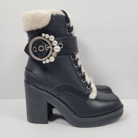 Karl Lagerfeld Paris Women's Black Dottie Buckle Boots US Size 7M NWOT - Picture 1 of 9